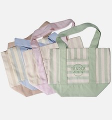 Trader Joe’s Mini Pastel Stripe Canvas Tote Bag Limited Edition 2026 (Set Of 4)