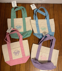 Trader Joe’s Small Multicolor Canvas Tote Set of 4 Pink Green Purple Blue