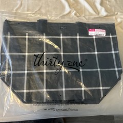 Thirty-One Reusable Grocery Bags, -NWT- Set Of 2. Black Windowpane & Black