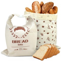 Bread Bags For Homemade Bread,2 Pack Cotton Beeswax X-Large, Wheat, Grey