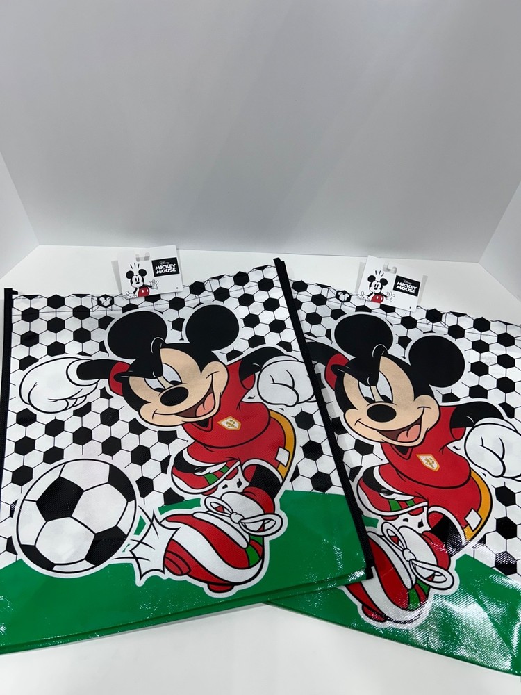 NEW Reusable Disney Mickey Soccer theme Grocery/Shopping/Eco Bag- (2 pack) Multi