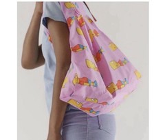 BAGGU The Simpsons Bart Simpson Nylon Pink Reuseable Grocery Tote Large Bag