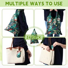 24 Pcs Foldable Reusable Shopping Bag Recycle Travel Grocery Bag Fold to Pock…