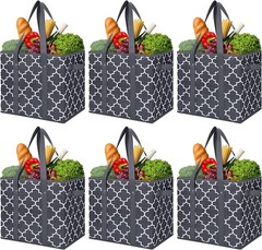 WISELIFE Reusable Grocery Bags 6-Pack Foldable Washable Large Storage Bins Ba…