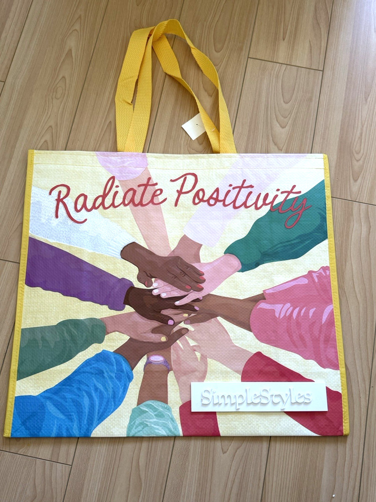 RADIATE POSITIVITY Durable Reusable Tote Grocery Shopping Gift Bag NEW