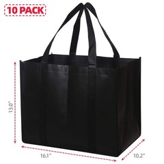 Set of 10 Reusable Grocery Bags Extra Large Foldable Heavy Duty Shopping Tote…