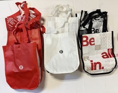 Lot of 8 Lululemon Reusable Tote Shopping Bags 7 Small 1 Large Assorted