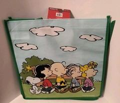 Peanuts Snoopy Charlie Brown Reusable Green Large Shopping Tote Bag with Handle