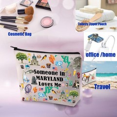 PXTIDY Maryland Travel Makeup Bag Long Distance Relationships ONE SIDE, Beige
