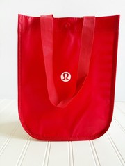 Lot of 4 Lululemon Reusable Shopping Tote Bag 2 White 1 Red 1 Black