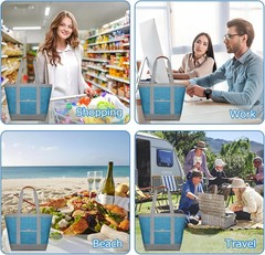 Insulated Cooler Bag, Reusable Grocery Tote Bags for Hot/Cold, Leakproof Thermal