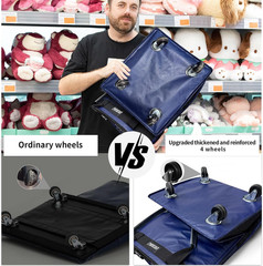 (Medium, Navy) Reusable Grocery Bag on Wheels, 70L Foldable Rolling Tote, Carrie