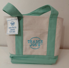 Trader Joe’s 2026 Mint Green Canvas Tote Bag 10x10x6 Double Handles NEW w/Tags