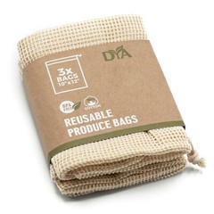 DYA Reusable Organic Cotton Produce Bags – 3PCS – No Use Of Plastic!