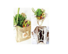 Reusable Simple Eco Jute Canvas Veggie & Fruit Shopping Grocery Large Tote Bag