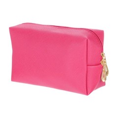 uxcell PU Leather Square Makeup Bag, Waterproof Cosmetic Organizer Rose Red