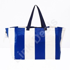 Ikea SACKKARRA Shopping Laundry Storage Large Bag White/Blue Striped 19 gallon