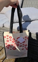 Vintage Sephora Tote Reusable Plastic Shopping Bag, Black White &Red Lips 9x12x4