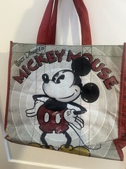 Disney Store Mickey Mouse Foldable Reusable Shopping Bag Red Gray Yellow