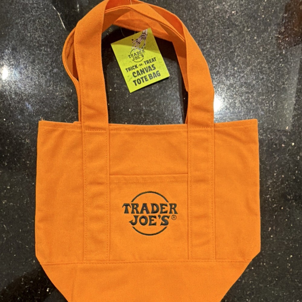 Trader Joe’s Trick-or-Treat Orange Canvas Tote Bag Solid Plain Reusable Shopping