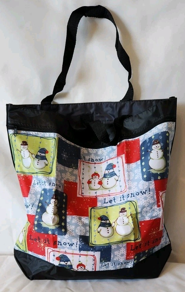 A Great Let it Snow – Snowman Reusable Blue Nylon Tote Bag