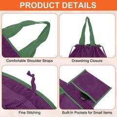Reusable Grocery Bags 20″ x 16″ Washable Shopping Totes Fit in Pocket