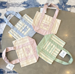 Trader Joe’s Mini Canvas Tote Bag Striped Multicolor 13x11x6 in New SET OF 4!!!!