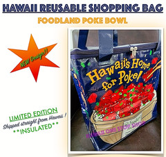 HAWAII FOODLAND POKE BOWL REUSABLE INSULATED SHOPPING BAG BeachTOTE NEW DESIGN