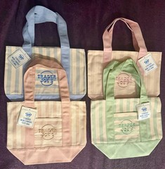 Trader Joe’s Striped Set Of 4 Pastel Mini Tote Bags Brand New Ready To Ship ‼️