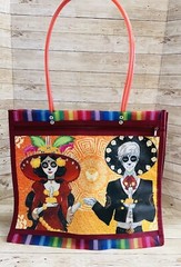 Day Of The Dead Mesh Tote Bag Bolsa De Maya/Mercado De Dia De Los Muertos