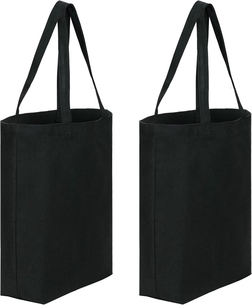 Canvas Tote Bags – 2 Pcs Multi-Purpose Reusable Bags – Perfect for Grocery, Shop