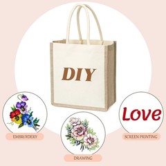 6 Pack Burlap Tote Bags, Reusable Jute Gift Tote with Handles, Small Beach Ba…