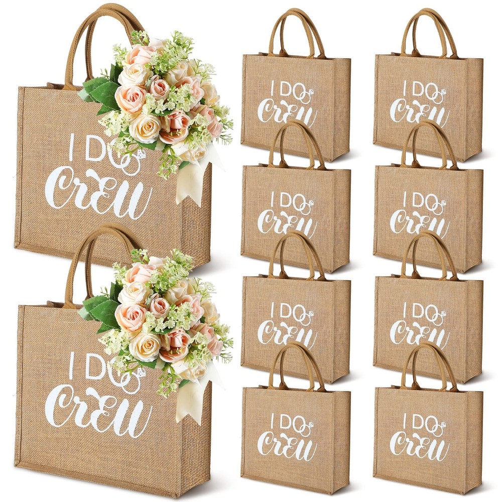 Sadnyy 10 Pieces Bridesmaid Gift Bags Bachelorette Tote Bags with Handles Lar…