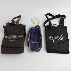 Lot of 7 Varying Brands 6 Reusable Shopping Totes and 1 Draw String Backpack