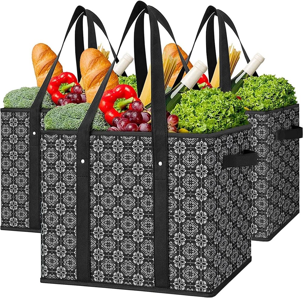 WISELIFE Reusable Grocery Bags 3 Pack,Large Grocery Tote Bag Water Resistant …