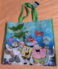 SpongeBob SquarePants Reusable Green Jumbo Shopping Gift Bag with Handle🆕🆓Ship