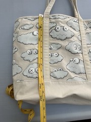 KAWS x UNIQLO SS16 White Clouds Beige Light Brown Canvas Tote Bag