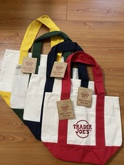 Trader Joe’s Mini Canvas Tote Bag Set of 4 Yellow Red Green Navy
