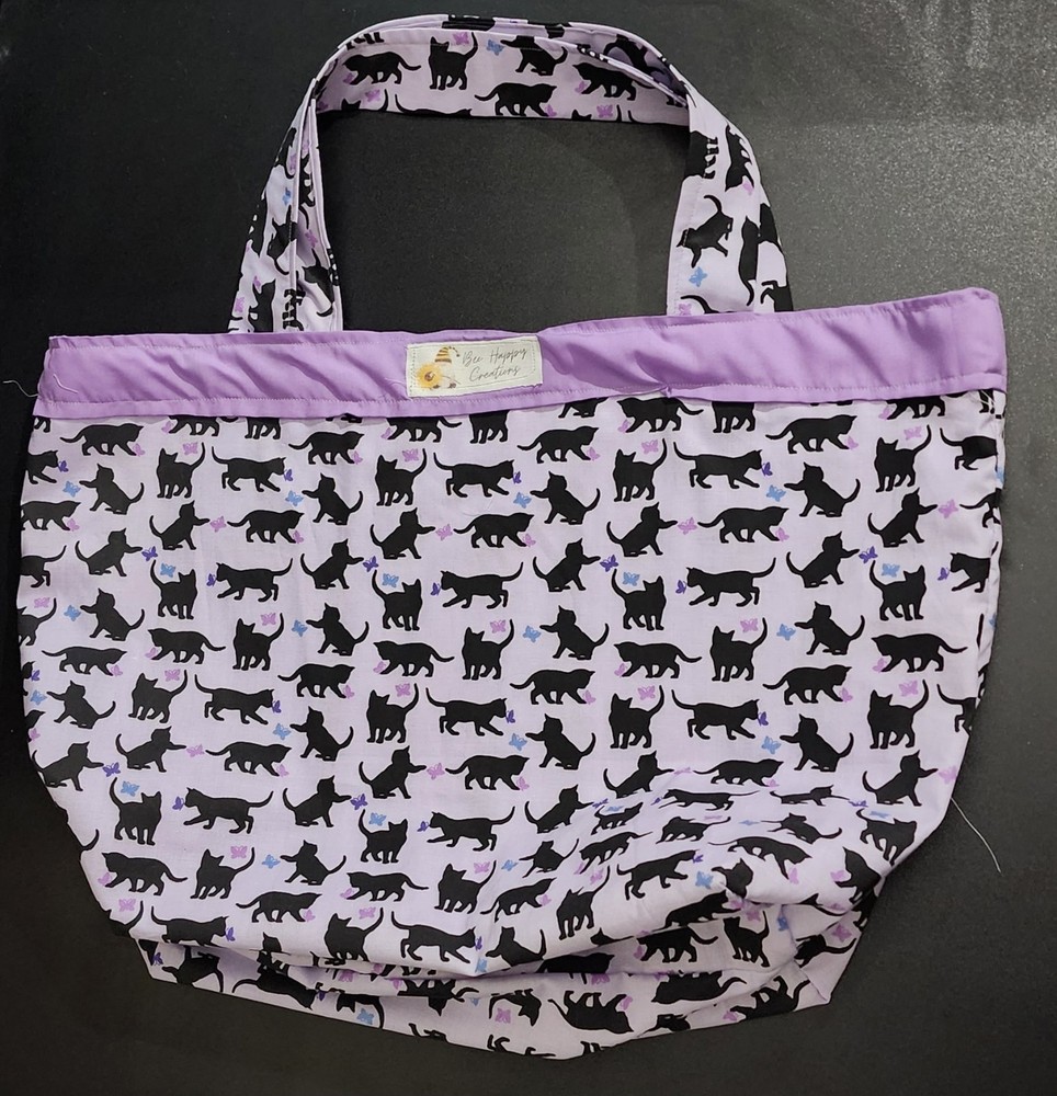 Bee Happy Creations Purple Black Animal Print Reusable Shopping Bag