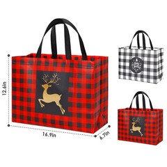 8 Pack Extra Large Christmas Gift Bags, Reusable Tote Bags with Handle Non-Wo…