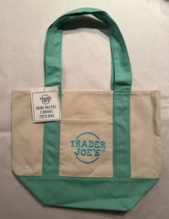 TRADER JOE’S MINI PASTEL CANVAS TOTE BAG LIGHT GREEN NWT FREE GIFT FAST SHIP 🎁