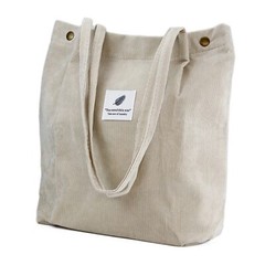 Corduroy Tote Bag for Women Shoulder Bag with Inner Pocket for Travel Shopping