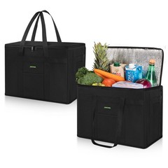 HeavyDuty Insulated Grocery Bag Collapsible Cooler Tote Zippered Top Portable