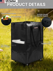 WORKPRO Large Rolling Grocery Bag, 36-Gallon Tote with 5 Wheels, Large, Black