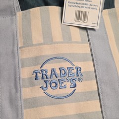 Trader Joe’s Easter Edition Striped Mini Canvas Tote Bag Reusable Blue & White