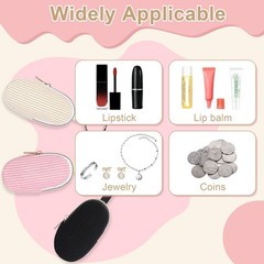 Playexen 2 PCS Chapstick Holder Keychain Bag, Corduroy Travel Lip Beige+Pink