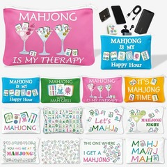 MNXAMZMRL12 Pcs Mahjong Makeup Bag 9.05 x 6.3 inches / 23 x 16 cm, Multicolor