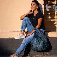 Plume Bag Co. Reusable Shopping Bags | Paisley Hippie 4 Pack w Carry Pouch