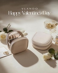 Vlando Mini Makeup Bag, Small Bag for Purse with Slip-in Cream White