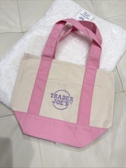 Trader Joe’s Mini Canvas Single Tote Bag Spring 2026 Pink New With Tag